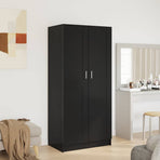 Wardrobe High Gloss Black 82.5x51.5x180 cm Engineered Wood