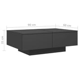 Coffee Table Grey 90x60x31 cm Engineered Wood - Close-Up Angle