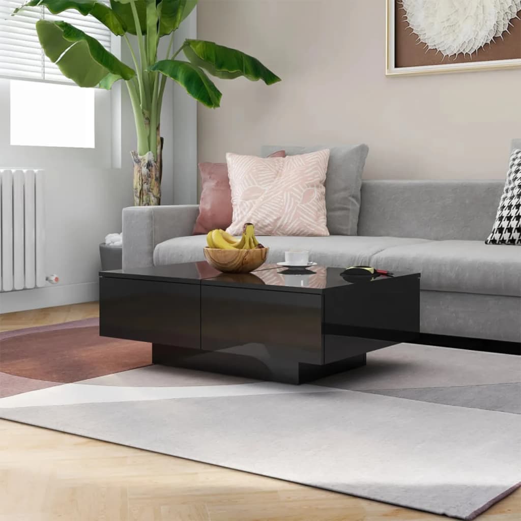 Coffee Table High Gloss Black 90x60x31 cm Engineered Wood