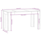 Dining Table White 140x74.5x76 cm Engineered Wood - 45-Degree Angle