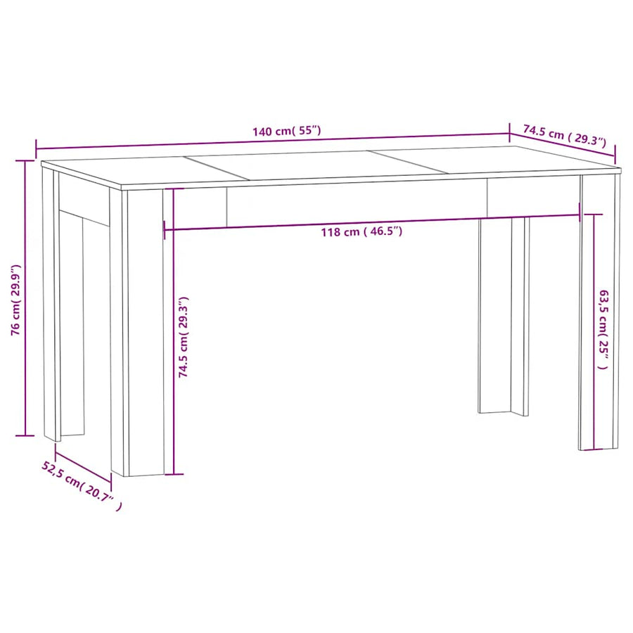 Dining Table Black 140x74.5x76 cm Engineered Wood