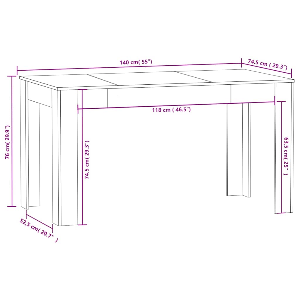 Dining Table Sonoma Oak 140x74.5x76 cm Engineered Wood