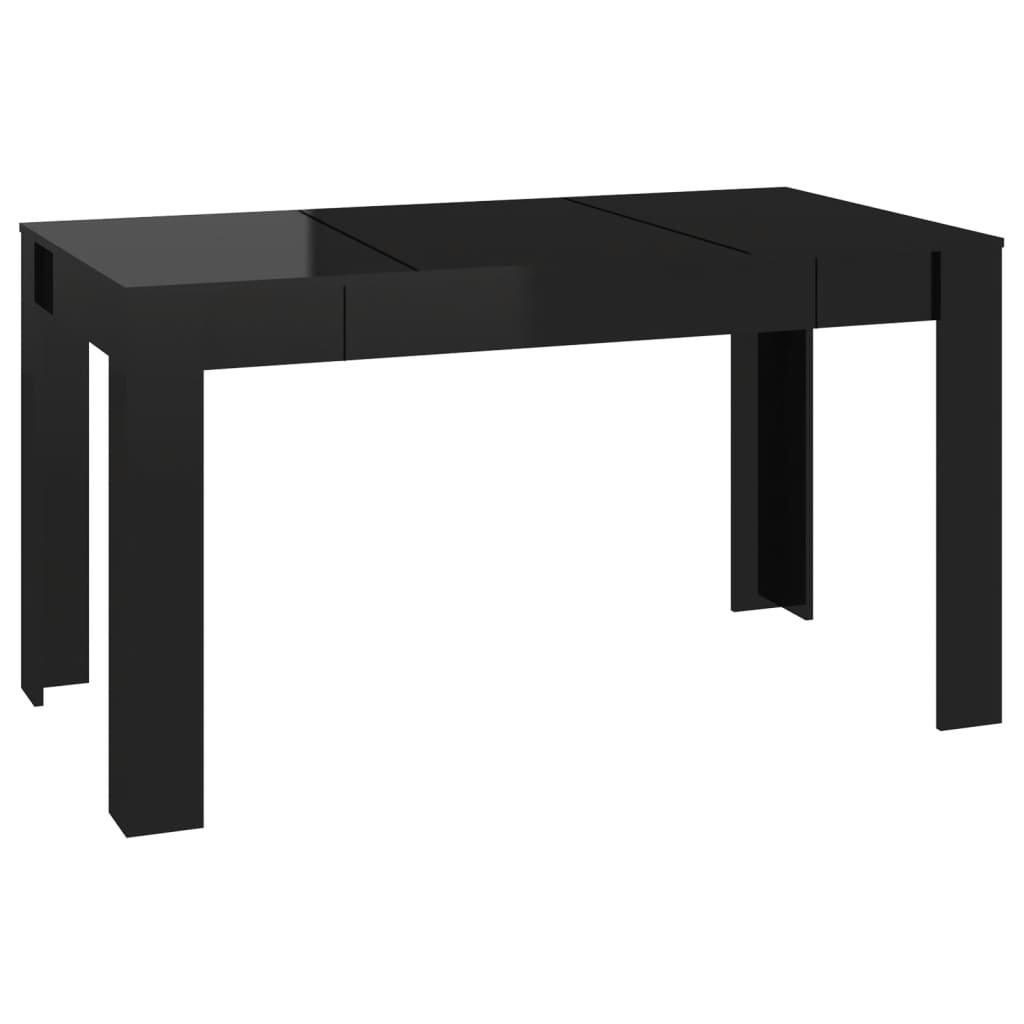 Dining Table High Gloss Black 140x74.5x76 cm Engineered Wood