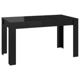 Dining Table High Gloss Black 140x74.5x76 cm Engineered Wood - Front View