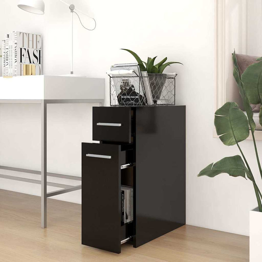 Apothecary Cabinet Black 20x45.5x60 cm Engineered Wood