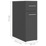 Apothecary Cabinet Grey 20x45.5x60 cm Engineered Wood - Low Angle