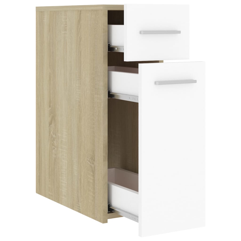 Apothecary Cabinet White and Sonoma Oak 20x45.5x60 cm Engineered Wood