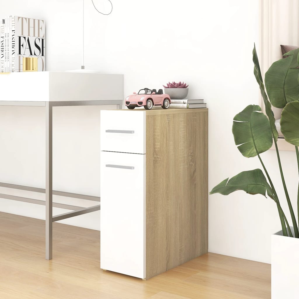 Apothecary Cabinet White and Sonoma Oak 20x45.5x60 cm Engineered Wood