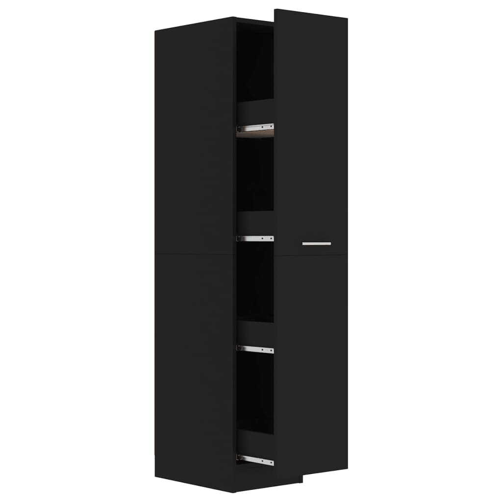 Apothecary Cabinet Black 30x42.5x150 cm Engineered Wood