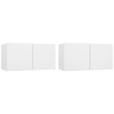 Hanging TV Cabinets 2 pcs White 60x30x30 cm - Front View