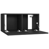Hanging TV Cabinets 3 pcs Black 60x30x30 cm - Rear View