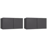 Hanging TV Cabinets 2 pcs Grey 60x30x30 cm - Front View