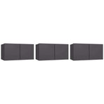 Hanging TV Cabinets 3 pcs Grey 60x30x30 cm