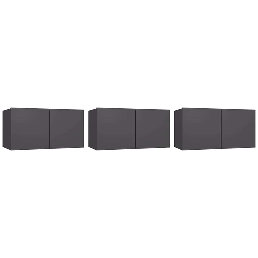 Hanging TV Cabinets 3 pcs Grey 60x30x30 cm