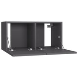 Hanging TV Cabinets 3 pcs Grey 60x30x30 cm - Rear View