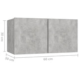 Hanging TV Cabinet Concrete Grey 60x30x30 cm - Low Angle