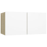 Hanging TV Cabinet White and Sonoma Oak 60x30x30 cm - Front View