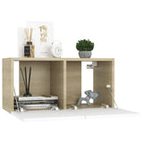 Hanging TV Cabinet White and Sonoma Oak 60x30x30 cm - Side View