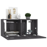 Hanging TV Cabinets 2 pcs High Gloss Grey 60x30x30 cm - Side View