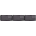 Hanging TV Cabinets 3 pcs High Gloss Grey 60x30x30 cm