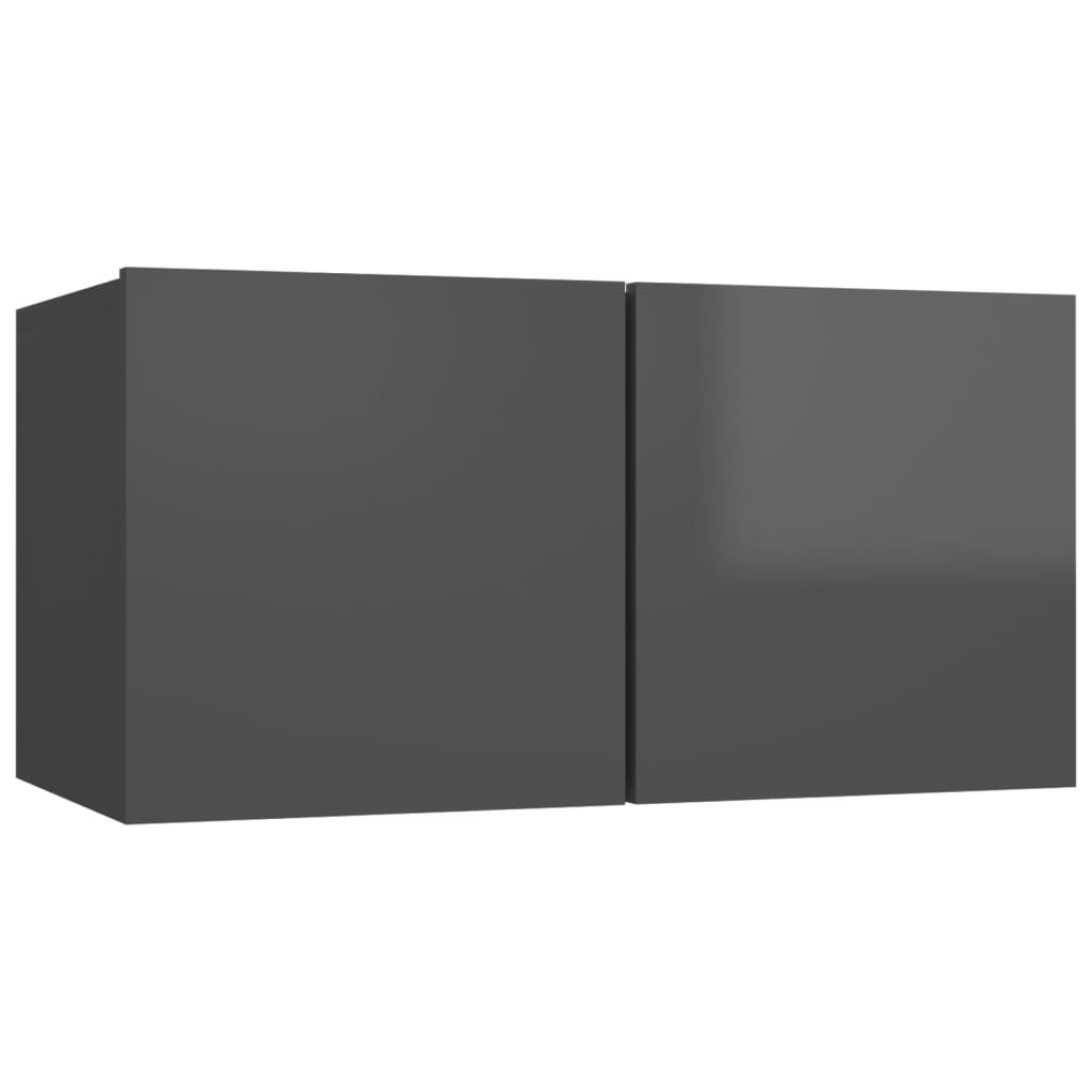 Hanging TV Cabinets 3 pcs High Gloss Grey 60x30x30 cm