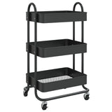 3-Tier Trolley Black 43x34x79 cm Steel - Front View