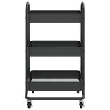 3-Tier Trolley Black 43x34x79 cm Steel - Side View