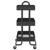 3-Tier Trolley Black 43x34x79 cm Steel - Top-Down View
