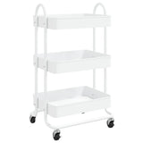 3-Tier Trolley White 43x34x79 cm Steel - Front View