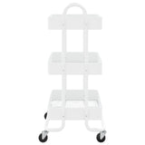 3-Tier Trolley White 43x34x79 cm Steel - Top-Down View