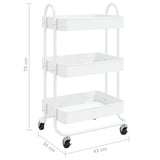 3-Tier Trolley White 43x34x79 cm Steel - Close-Up Angle