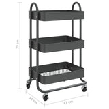 3-Tier Trolley Anthracite 43x34x79 cm Steel - Close-Up Angle