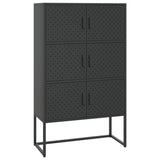 Highboard Black 80x35x135 cm Steel - Front View