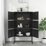 Highboard Black 80x35x135 cm Steel - Side View