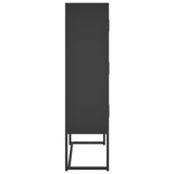 Highboard Black 80x35x135 cm Steel - Rear View