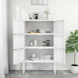 Highboard White 80x35x135 cm Steel - Side View