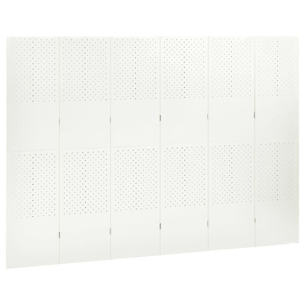 6-Panel Room Divider White 240x180 cm Steel