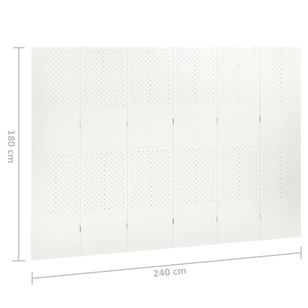 6-Panel Room Divider White 240x180 cm Steel