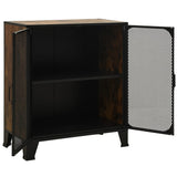 Storage Cabinet Rustic Brown 72x36x82 cm Metal and MDF - Rear View
