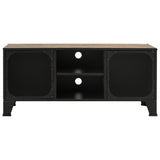 TV Cabinet Rustic Brown 105x36x47 cm Metal and MDF - Side View