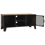 TV Cabinet Rustic Brown 105x36x47 cm Metal and MDF - Rear View