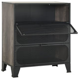 Storage Cabinet Grey 72x36x82 cm Metal and MDF - Rear View