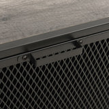Storage Cabinet Grey 72x36x82 cm Metal and MDF - Close-Up Angle