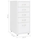 Mobile File Cabinet White 28x41x69 cm Metal - Low Angle