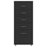 Mobile File Cabinet Black 28x41x69 cm Metal - Front View