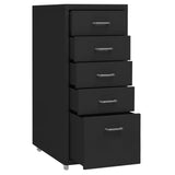 Mobile File Cabinet Black 28x41x69 cm Metal - 45-Degree Angle