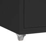 Mobile File Cabinet Black 28x41x69 cm Metal - Close-Up Angle