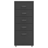 Mobile File Cabinet Anthracite 28x41x69 cm Metal - Front View