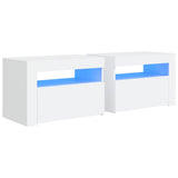 Bedside Cabinets 2 pcs with LEDs White 60x35x40 cm - Front View