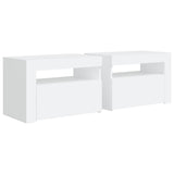 Bedside Cabinets 2 pcs with LEDs White 60x35x40 cm - Side View